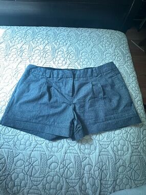 Women's Mid-Rise Blue Tailored Bermuda Shorts